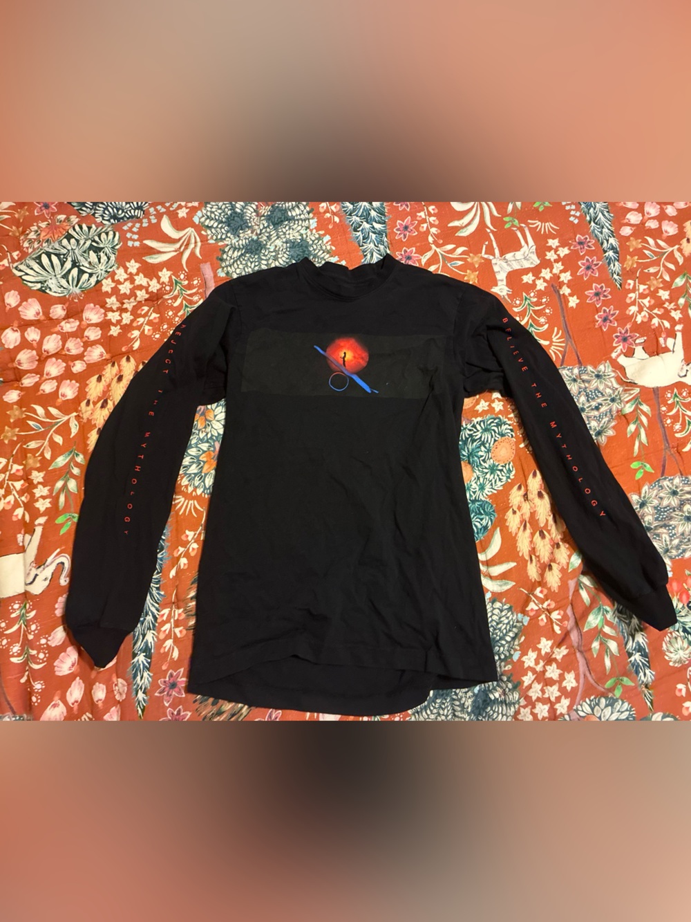 LORDE Solar Power Black Long Sleeve Tee with Red and Blue Graphic